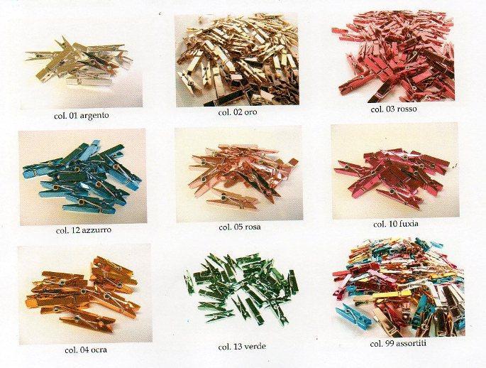 Mollette in Plastica mm. 37 X 6 Colori Metallizzati - Sconti per Fioristi e Aziende