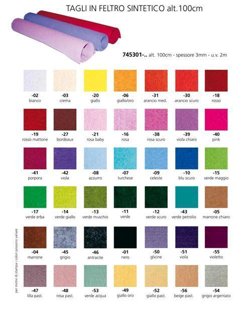 Fogli di feltro cm. 33 x 33 spessi mm. 3 conf. 9 fogli