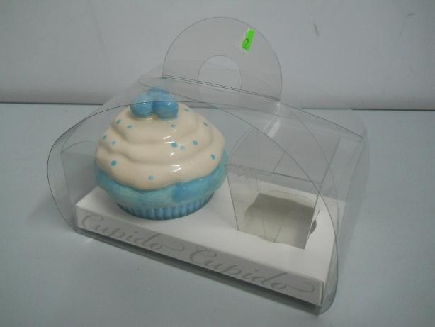 Cupcake Ceramica c/ tortina   - Sconti per Fioristi e Aziende - Box PVC trasparente