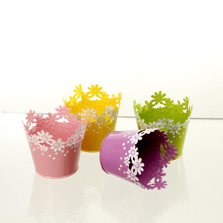 Vaso Fiorito dm. 12 in latta traforata in 4 colori - Sconti per Fioristi e Aziende