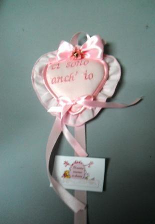 Fiocco Culla Rosa in Conf. da 6 rosoncini per fioristi e baby shop