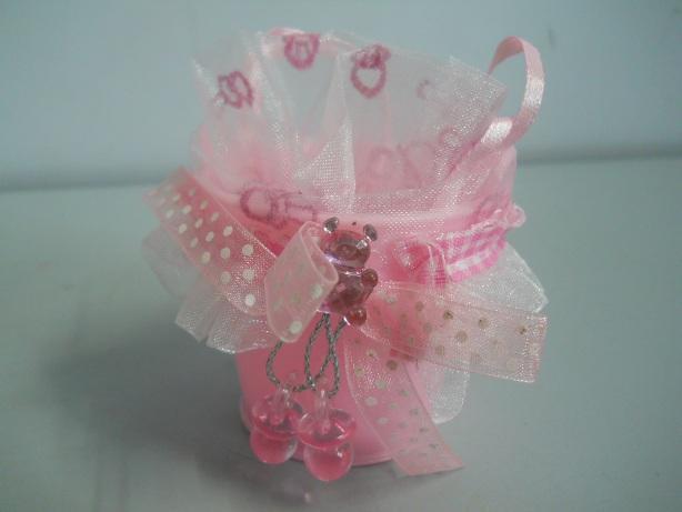 Secchielli portaconfetti per nascita color rosa