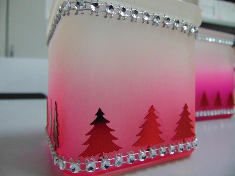 Cubetto vetro satinato fuxia Decorato in due misure - Sconti per Fioristi e Aziende