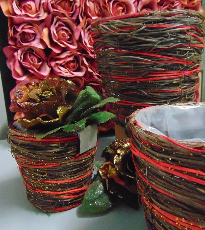 Cesti Sea Grass x 3 rosso - Sconti per Fioristi e Aziende -  glitterati 3 modelli