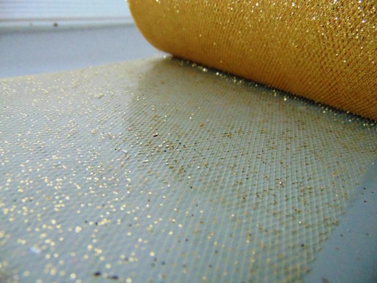 Tulle Glitterato H 12,5 x 50 mt - Sconti per Fioristi e Aziende - Solo Oro e Argento