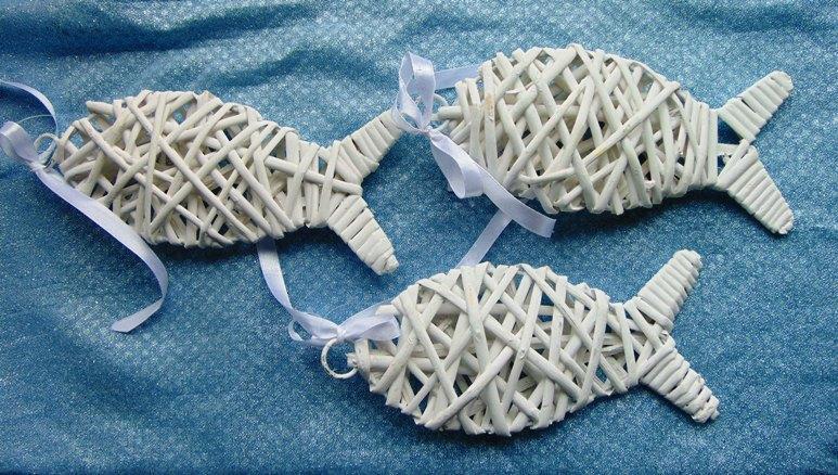Pesce in vimini intrecciato - Sconti per Fioristi e Aziende - cm. 21x10