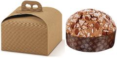 Scatola porta panettone  - Sconto per Fioristi e Aziende  - onda avana con maniglia o fiocco