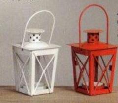 lanterna piccola con manico H 12 L 7,5 x 7,5 Bianco e Rosso - Sconti per Fioristi e Aziende