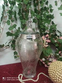 Confettira in vetro H 41 dm.16 con cupola argento - Sconti per Fioristi e Aziende
