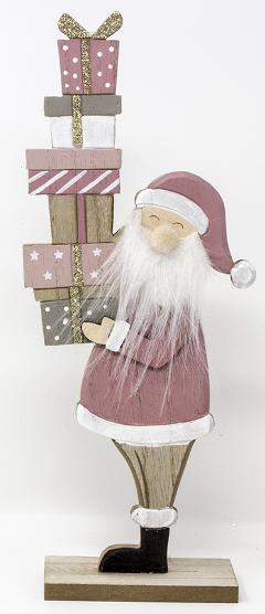 Babbo Natale H 30 in legno con pacchi dono Sconti per Fioristi e Aziende
