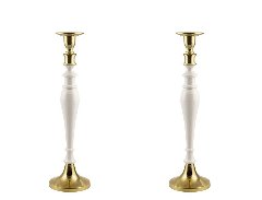 Candelabro singolo x 2 H 47 - Sconti per Fioristi e Aziende - Bianco e Oro in alluminio