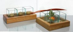 Lume vetro - legno  Modello Flamma 3 - Sconti per Fioristi e Aziende