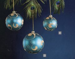 Palline di Natale x 4 in Vetro decoro oro Verde e Turchese - Sconti per Fioristi e Aziende