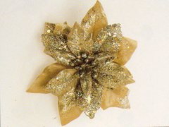 Stella di Natale Oro dm. 23 in poliestere con Clip - Sconti per Fioristi e Aziende