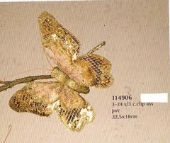 Farfalla Oro cm.23 x 18 decorata con paillettes oro - Sconti per Fioristi e Aziende