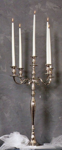 Candelabro H 60 cinque luci  - Sconti per Fioristi e Aziende  - Bianco - Oro - Silver