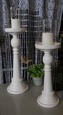 Candelabri in legno  bianco - Sconti per Fioristi e Aziende - con frangivento