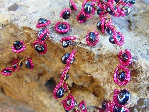 Resta Animata cm. 45  a gocce Fuxia e Oro  - Sconti per Fioristi e Aziende