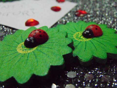 Margherita legno dm.3,5 con coccinella  adesiva in conf. x 4  - Sconti per Fioristi e Aziende