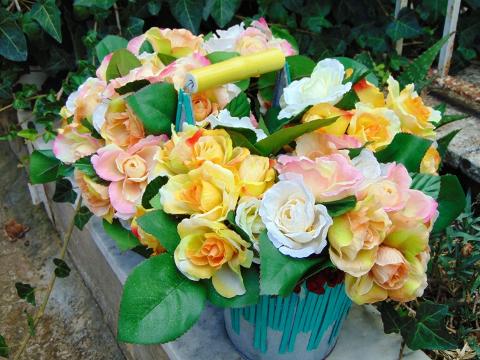 Rosa Open Bush x 15 Artificiale in poliestere - Sconti per Fioristi e Aziende
