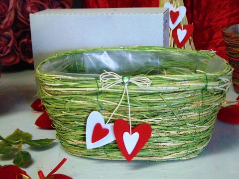Cesti sea grass x 3 Ovali Rosso e Verde - Sconti per Fioristi e Aziende