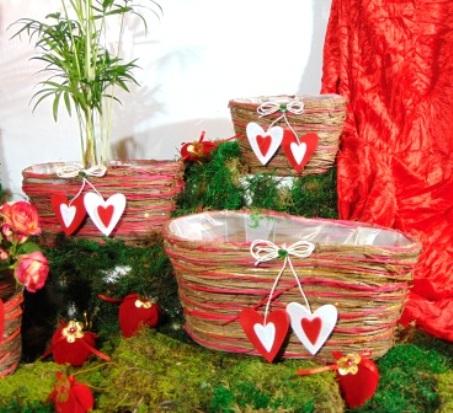 Cesti sea grass x 3 Ovali Rosso e Verde - Sconti per Fioristi e Aziende