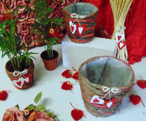 Cesti sea grass x 3 Tondi Rosso - Sconti per Fioristi e Aziende