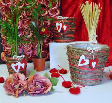 Cesti sea grass x 3 Tondi Rosso - Sconti per Fioristi e Aziende