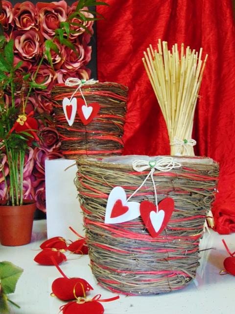 Cesti sea grass x 3 Tondi Rosso - Sconti per Fioristi e Aziende