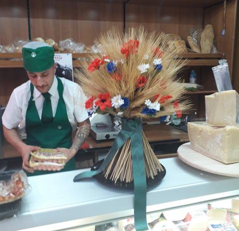 Mazzo legato con Spighe di Grano, Papaveri e Fiordalisi H 45 dm. 40 - Sconti per Fioristi e Aziende