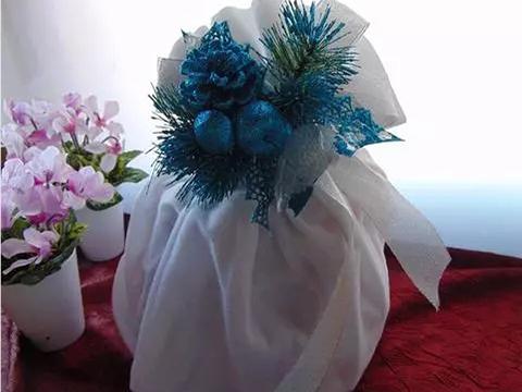 Porta Panettone in cotone cm. 45 x 45 - Sconti per Fioristi e Aziende - con tirante e decoro