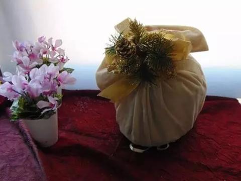 Porta Panettone in cotone cm. 45 x 45 - Sconti per Fioristi e Aziende - con tirante e decoro