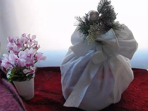 Porta Panettone in cotone cm. 45 x 45 - Sconti per Fioristi e Aziende - con tirante e decoro