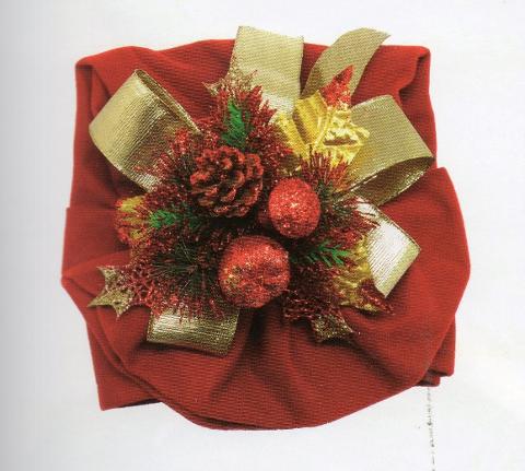 Porta Panettone in cotone cm. 45 x 45 - Sconti per Fioristi e Aziende - con tirante e decoro