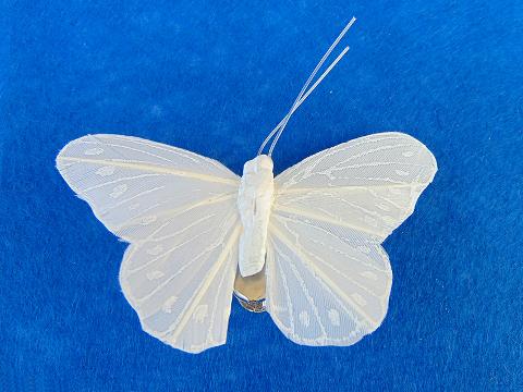 Farfalle Bianca x 12  floccata con clip - Sconti per Fioristi e Aziende