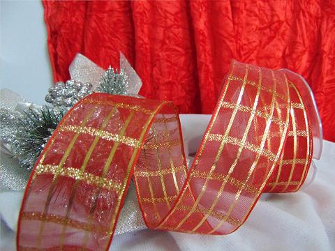 Nastro Organza Rettangoli Oro - Sconti per Fioristi e Aziende - Rotolo H 40 da 20 metri