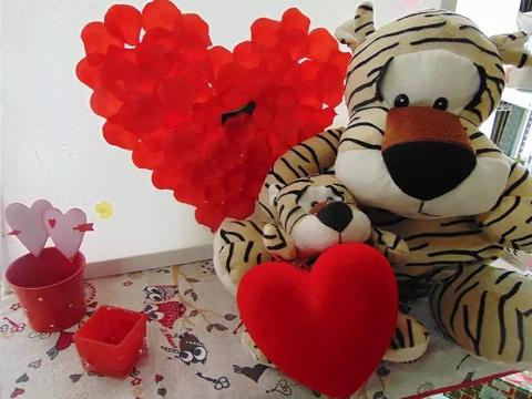 Tigrotto H 20 e H 40 con cuore vellutato Articolo per S. Valentino - Sconti per Fioristi e Aziende