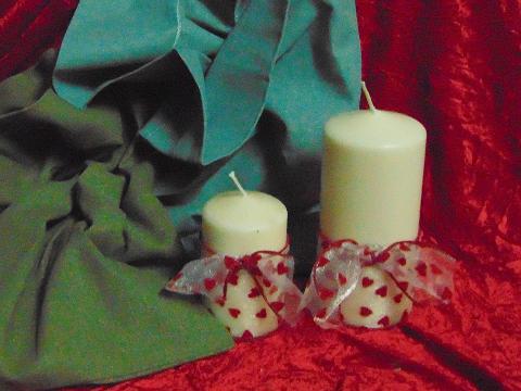 Moccolo con Nastro Cuori H 15 dm. 6,5 Articolo per San Valentino - Sconti per Fioristi e Aziende