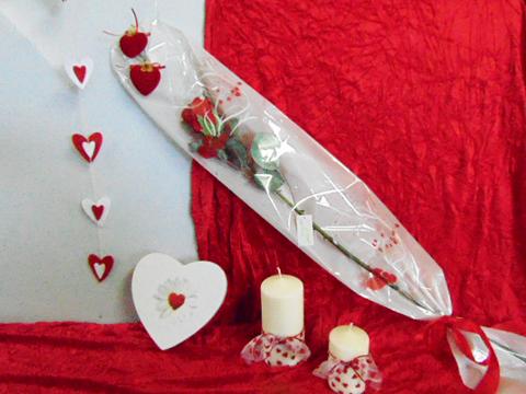 Busta per rose H 16 x 100 - Confezione da 100 buste - Stampa cuori + F/Argento