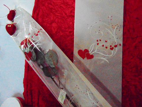 Busta per rose H 16 x 100 - Confezione da 100 buste - Stampa cuori + F/Argento