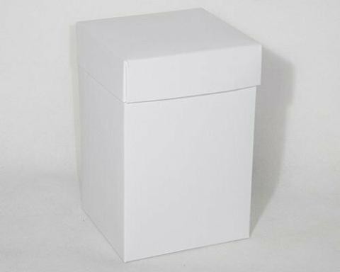 Scatola per bomboniera pieghevole c/coperchio H 13 cm. 8 x 8 lino bianco - Sconti per Fioristi, e Aziende
