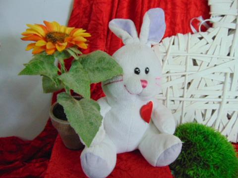 Peluche coniglio H 25  con cuore adatto per S.Valentino - Sconti per Fioristi e Aziende