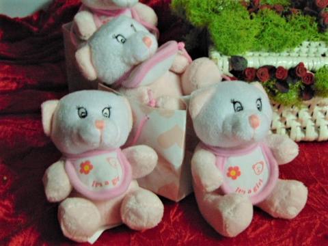 Orsetto rosa H 10 con sacchetto - Sconti per Fioristi e Aziende