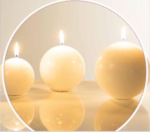 Candela Sferica dm. 6  - Sconti per Fioristi e Aziende - Conf. da 6 Bianca e Avorio
