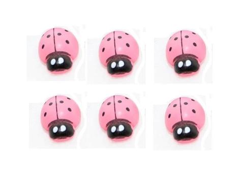 Coccinelle in legno colori diversi con biadesivo mm.13 - mm.18 - mm. 25 - Sconti per Fioristi e Aziende