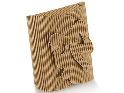 Scatola per bomboniera fiocco H 4,5 cm. 13 x 14 onda avana - Sconti per Fioristi, e Aziende