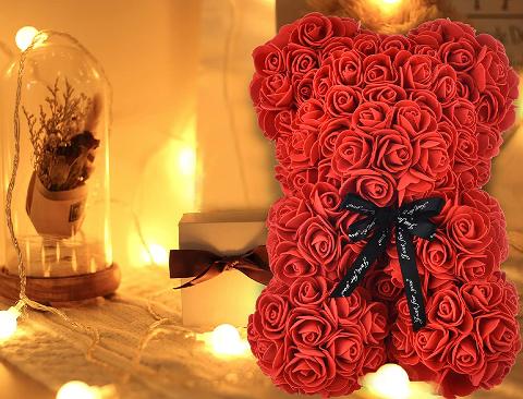 Teddy Bear Rose H 25 in box PVC - Sconti per Fioristi e Aziende e Wedding