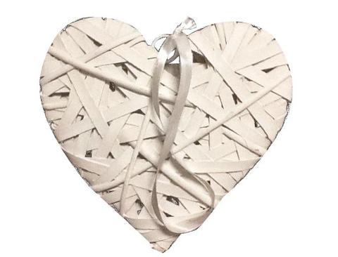 Cuore Vimini H 40  cm.  - Sconti per Fioristi e Aziende  - intrecciato bianco