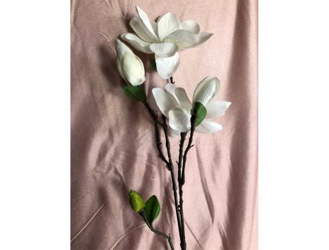 Magnolia bianca x 3 H 84 in poliestere - Sconti per fioristi e aziende