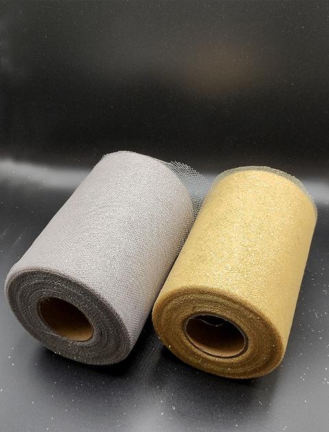 Tulle Glitterato H 25 x 50 mt. - Sconti per Fioristi e Aziende - Solo Oro e Argento